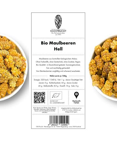  1001 Frucht 1001 Fruit Delicious Organic Dried White Blackberries 500g from a new harvest | Organic blackberries with no added sugar and no other additives | Organic dried blackberries - Buy Online on GoSupps.com