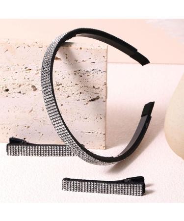 scicent Hairbands Women 3 Pieces Headwear Set 1 Rhinestone Headbands and 2 Crystal Hair Clips Fashion Non-Slip Hair Band Birthday Weddding Hair Hoop Embellished Hair Accessories - 23505 - Buy Online on GoSupps.com