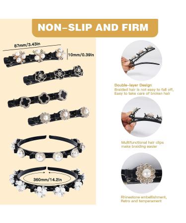 ZZXLLRO Braided Hair Accessories Set - Headbands, Hair Clips, Clover Pearl Bands, Rhinestone Barrettes for Women and Girls - Buy Online on GoSupps.com