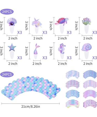 48Pcs Mermaid Cupcake Toppers and Wrappers: Undersea Delight for Girls' Birthday Parties Double-Sided Little Mermaid Theme Cake Decorations Ideal for Baby Showers and More - Buy Online on GoSupps.com