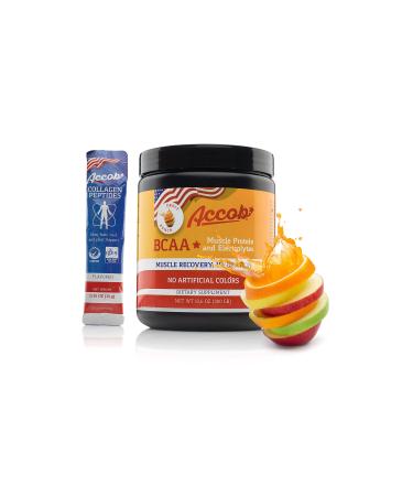 BCAA Powder Fruit Punch-Pre or Post Workout Muscle Recovery Drink with Amino Acids + Electrolytes 7 2g BCCAs for Men and Women-30 Servings +10g of Collagen Peptides
