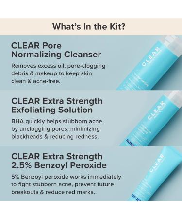Paula's Choice CLEAR 3-Piece Acne Kit Includes Daily Cleanser 2% Salicylic Acid Exfoliant & Benzoyl Peroxide Treatment Prevents & Treats Mild to Severe Acne & Breakouts Fragrance-Free Set of 3 Full Size - Extra Strength - Buy Online on GoSupps.com