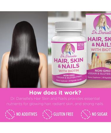 Doctor Danielle Hair Skin Nails Vitamins Biotin 5000mcg Supplement for Hair Growth & Glowing Skin with Organic Coconut Water & Rice Phytoceramides - Buy Online on GoSupps.com