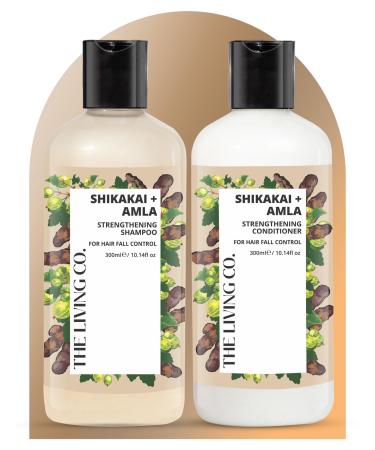 THE LIVING CO Strengthening Shampoo & Conditioner With Shikakai + Amla For Hair Fall Control - 600ml SHAMPOO & CONDITIONER COMBO