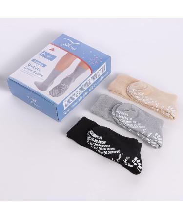 ZIHUA Diabetic Socks 6 Pairs - Non-Binding Bamboo Hospital Crew Socks for Men and Women - Extra Wide, Non-Slip, Black+Grey, Size 13-15 - Buy Online on GoSupps.com