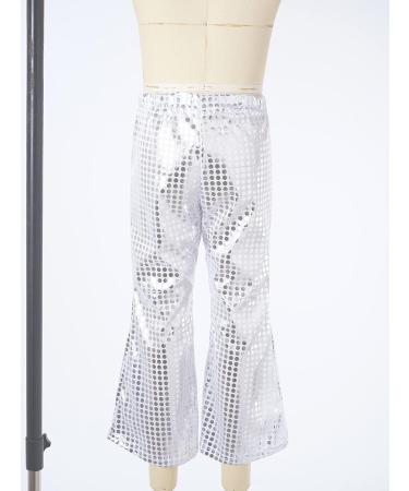 Aislor Girls Shiny Metallic Wide Leg Flare Trousers | Silver Dance Pants 9-10 Years - Buy Online on GoSupps.com