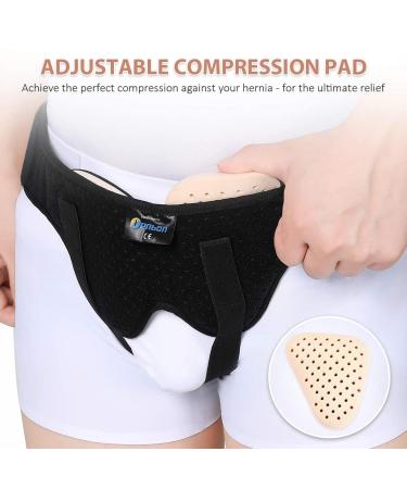 Tenbon Hernia Belt - Flexible Adjustable Inguinal Groin Support Truss for Men and Women - XL Black - Buy Online on GoSupps.com