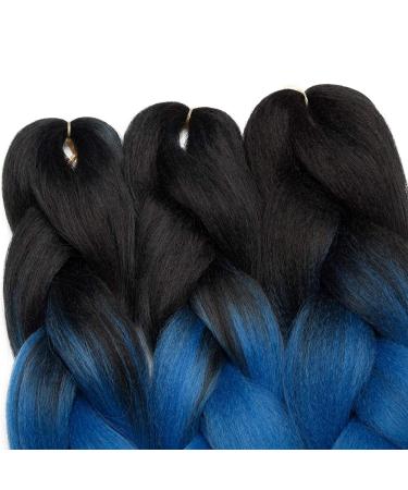Buy Tess Braids Extensions - 60 cm Jumbo Braids Kanecalon Kunsthaar 3 Pack Ombre Hair Extensions (Black/Blue/Gray) for Box Braids - 100g per Bundle - Buy Online on GoSupps.com