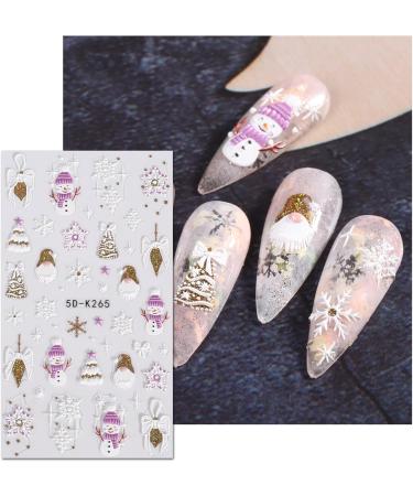 JMEOWIO 3D Embossed Christmas Nail Art Stickers Decals Self-Adhesive 5D Snowman Snowflake Winter Holiday Colorful Nail Supplies Nail Art Design Decoration Accessories 4 Sheets - Buy Online on GoSupps.com