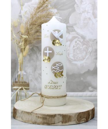 Cerziies Personalized Baptism Candle LINUS for Boys & Girls - Custom Name & Date Hand-Decorated | 25x6 cm - Buy Online on GoSupps.com