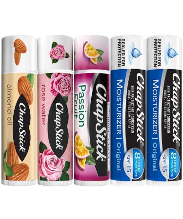 ChapStick Lip Balm Bundle Spa Collection + Moisturizer 2-in-1 Lipcare SPF 15 0.15 Oz Ea (5 Piece Set)