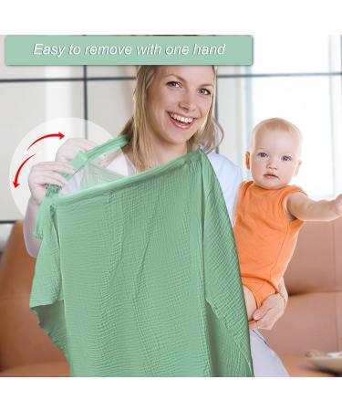 Breathable Cotton Nursing Cover for Breastfeeding & Baby, Green - Multi-Use Car Seat Blanket, Stroller Cover, Sunshade - Soft & Comfortable - Buy Online on GoSupps.com