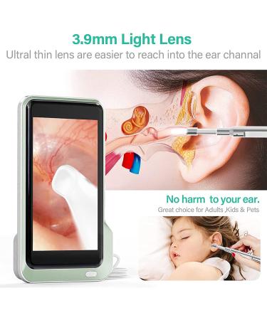 Otoscope Ear Wax Removal Kit 3.9mm HP 5 Inch Screen Digital Otoscope Handheld Visual Ear Cleaning Scope Endoscope Ear Scope for Adults Kids &Pets Green - Buy Online on GoSupps.com