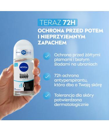  NIVEA NIVEA Black & White 48H Invisible Pure Antiperspirant Ball for Women 50 ml - Buy Online on GoSupps.com