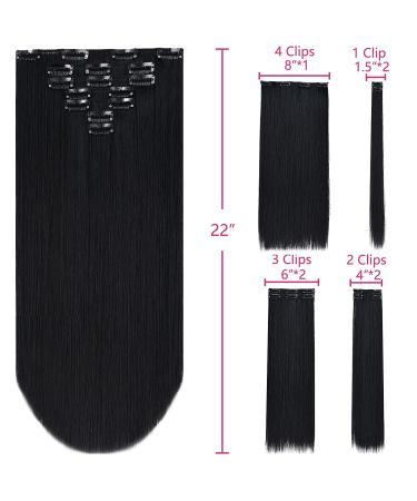 Black Hair Extension Clip Hair Extensions 22" Straight Black Fake Hair Pieces 18" Wavy Women's Wig Fluffy&Not Tangled Synthetic Cheap Silver Dark Brown Blonde Grey White 4.8 oz SYXLCYGG 1 Count (Pack of 1) (7pcs-Straight)D - Buy Online on GoSupps.com