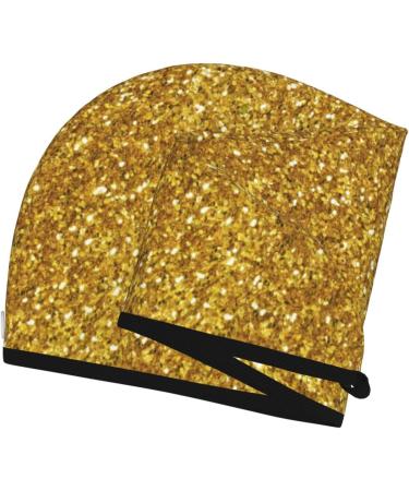Gold Glitter Hair Towel Wrap - Quick Drying Turban with Button | Premium Hair Drying Towel for Effortless Hair Care - Buy Online on GoSupps.com
