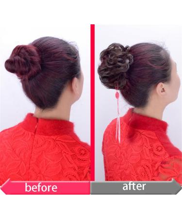 Light Brown Human Hair Scrunchie - Elastic Bun Updo Chignon Curly Accessory for Women - Buy Online on GoSupps.com