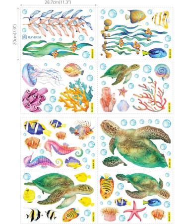 Sea Turtle Wall Stickers & Under the Sea Decals for Bathroom Nursery and Living Room | BASHOM BA-4001 - Buy Online on GoSupps.com