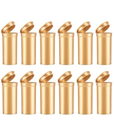 Multi-Use Airtight Empty Pill Bottles 13 Dram Child Resistant Plastic Pop Top Bottle Organizer for Supplements Vitamins & Medicines 12 Pack (Gold Opaque)