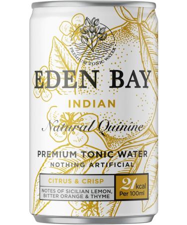 Eden Bay Premium Indian Tonic Water - 24 x 150ml Cans - Great Taste | Low Calorie Mixer - 100% Natural Ingredients - Ideal for Premium Gin - Buy Online on GoSupps.com