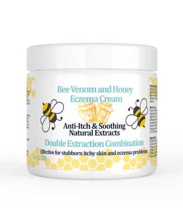 Manuka Honey & Bee Venom Eczema Cream Natural Moisturiser Plant Power Relief Jock Itch Eczema Psoriasis Athlete's Foot Rashes Hydrates Dry Skin for Foot & Body 4 Fl Oz (Pack of 1)