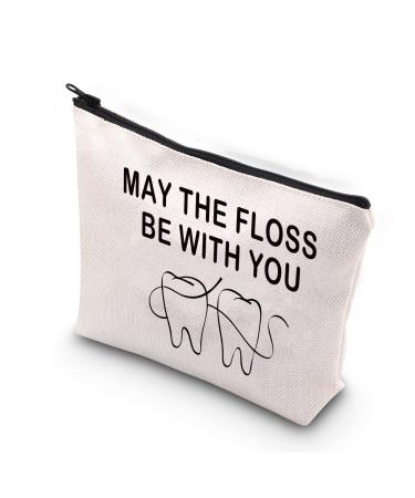 BDPWSS dentist gift dental hygieniker-Make-up bag May the Floss Be with you zippering bag for dental hygienists dental assistant raft with you waterproof