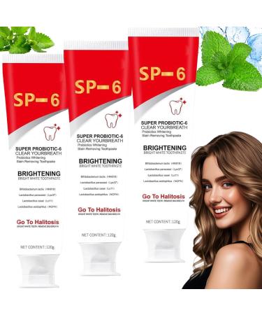 3Pcs sp-6 Ultra whitening Toothpaste Super Probiotic SP-6 Toothpaste Deep Cleaning Fresh Breath Men and Women