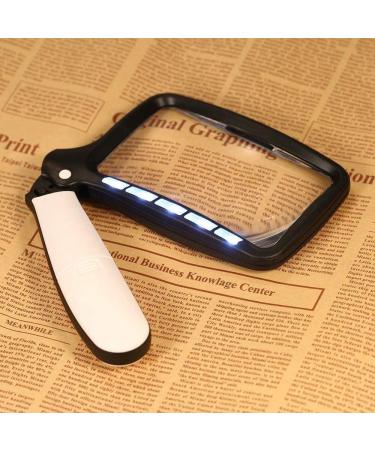 2X Handheld Folding Magnifier with 5 Led Light Hd Acrylic Square Magnifying Glass Compatible with Elderly Reading Newspaper Looking Watching Good Times - Buy Online on GoSupps.com
