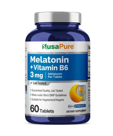NusaPure Melatonin 3 mg 60 Tablets Vegetarian/Vegan Non-GMO