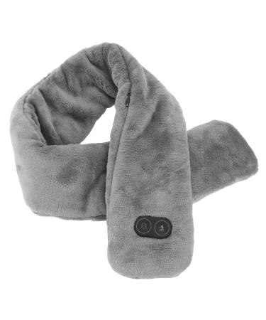 Heating scarf USB companies soft warm pain relief vibration massage pure color heated collar for adults older people (dark gray)