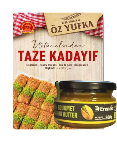 Pufai Erendiz Pistachio Paste 100% 200g Kadayif Kadaifi Paste Yarns, Special Dough Thread for Chocolate Dubai Kadayif, Angel Hair 400g