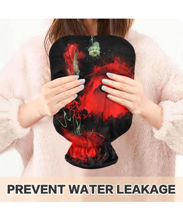 NAANLE 2L Hot Water Bottle with Red Poppy Cover - Pain Relief Menstrual Cramps & Heat Therapy - Buy Online on GoSupps.com