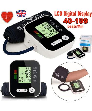 Blood Pressure Monitor with Pulse Rate Detection - Large LCD Display - BP Cuff Kit Included - Accurate Home Blood Pressure Monitor (Black) - Buy Online on GoSupps.com