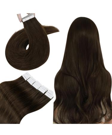 Hetto tape in extensions real hair brown tapes real hair extensions smooth extensions tape real hair remy hair recovery tape real hair dark brown #4 45cm 50g 45 cm 1-1