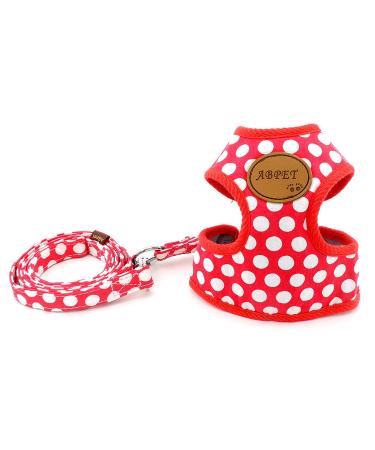 SMALLLEE_Lucky_Store New Soft Mesh Nylon Vest Pet Cat Small Medium Dog Harness Dog Leash Set Red Medium ( Chest:25-48cm/10