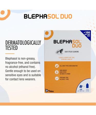 2 x Blephasol Duo 100 ml Micellar Eyelid Cleansing Lotion with 100 Lint-Free Pads | Effective and Gentle Cleansing for Make-Up Removal Inflamed and Sensitive Eyelids | Soap & Alcohol-Free - Buy Online on GoSupps.com