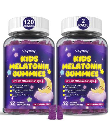 Kids Melatonin Gummy Supplements 1mg - Non-Habit Forming Melatonin Gummies Kids with Chamomile, Lemon Balm, L-Theanine, Magnesium, Zinc for Children Ages 4+ - Non-GMO, Gluten Free, Mixed Berry Flavor Mixed Berry 60 Count (P