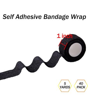 BQTQ 40 Rolls Cohesive Bandage Self Adherent Wrap Tape | 1 Inch x 5 Yards Stretch Bandage Wrap | Ideal for Ankle Sprains, Swelling | Black | Pack of 40 - Buy Online on GoSupps.com