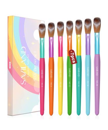 Saviland Acrylic Nail Brush Set  7PCS Acrylic Nail Brush for Acrylic Powder System Color Nail Brushes for Acrylic Application Nail Art Powder Extension & Carving (Size 6/8/10/12/14/16/18)