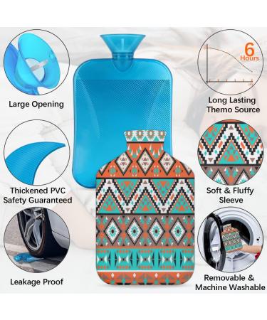2L Hot Water Bottle for Pain Relief - Aztec Pattern PVC Ice & Warming Bag for Cold & Heat Therapy Menstrual Cramps Feet & Hand Warmer - Buy Online on GoSupps.com