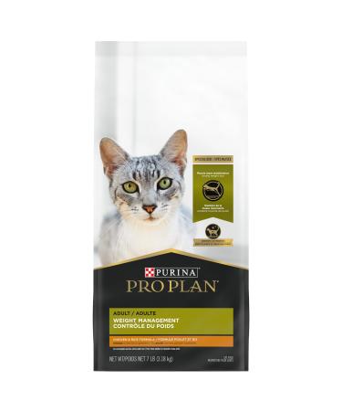 Purina Pro Plan Weight Management, High Protein Adult Dry Cat Food & Wet Cat Food (Packaging May Vary) Dry Food Chicken & Rice 7 lb. Bag