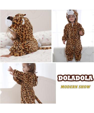 Doladola Unisex Baby Leopard Hooded Romper | Toddler's Cartoon Animal Jumpsuit 0-3 Months - Buy Online on GoSupps.com