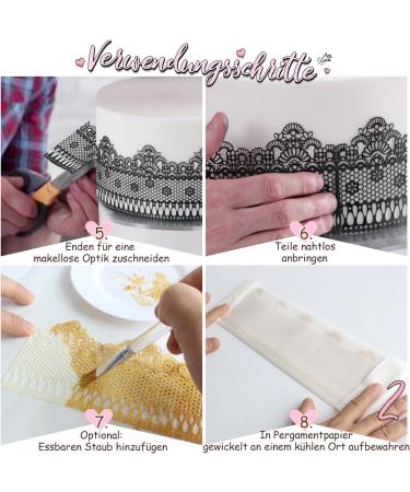 Ready to Use Edible Cake Lace Effect Border Ribbon Flower Trim Blue 14-inch 10-Piece Set - Buy Online on GoSupps.com