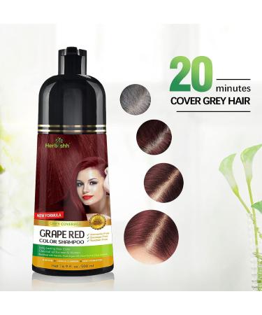 Herbishh Hair Color Shampoo for Gray Hair - Grape Red 500ml | Long-Lasting 3-in-1 Magic Hair Dye Shampoo - Ammonia-Free - Buy Online on GoSupps.com