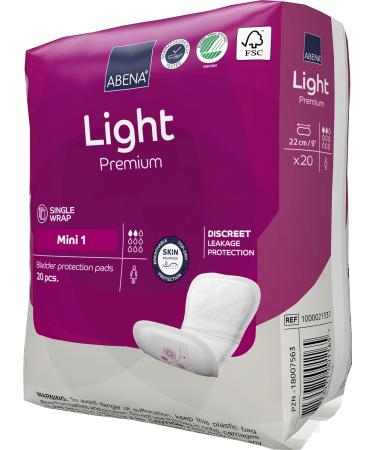 Abena Eco-Friendly Women's Incontinence Pads - Fast Absorption & Protection - Light Mini 1 180ml 20PK - Buy Online on GoSupps.com