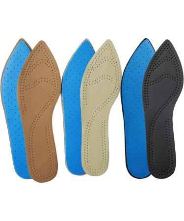 Bellcon Leather Inserts for Women - High Heels Insoles Nonslip Sole Liners Replacement - 3 Pairs in Black Brown & Beige | Size 9-10 M US - Buy Online on GoSupps.com