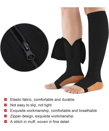Compression Stockings with Zipper for Men & Women - Knee-High Open Toe Medium-Caliber Steady Support for Varicose Veins (XXL) - Buy Online on GoSupps.com