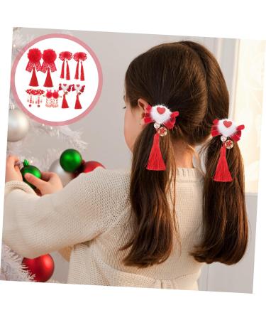 minkissy 5 Pairs Antique Red Hairpin Tassel Hair Accessories Pom Pom Tassels Hair Clips Barrettes Red Furry Balls Bow Hair Clips Girls Tassel Hair Clip Cloth Princess Flower Hair Girl Child - Buy Online on GoSupps.com