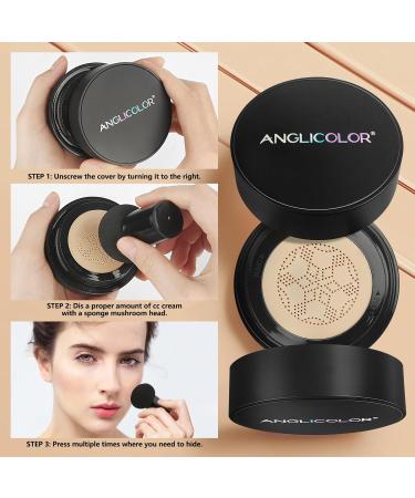 Anglicolor Mushroom Head Air Cushion CC Cream Strong Concealer 2PC Face Makeup Cushion Foundation Long Lasting Moisturizing BB Cream Makeup Base Primer Even Skin Tone for All Skin Types (2PC05) - Buy Online on GoSupps.com