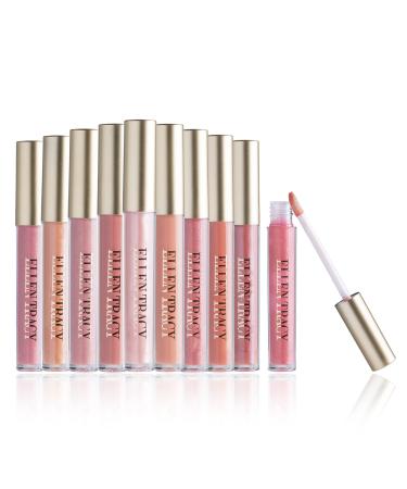 ELLEN TRACY 10 Pc Lip Gloss Collection- Lip Gloss Set For Girls in Pink Shades 10 Pc. Set 1 Ounce (Pack of 1)